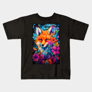 Psychedelic Fox Trippy Kids T-Shirt